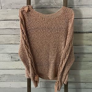 Pink Sweater with ribbon down the sleeve